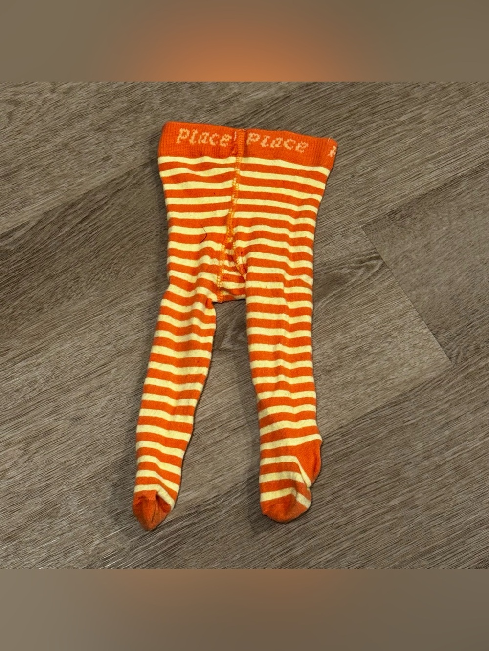 The Children's Place Orange & Cream Striped Footed Tights